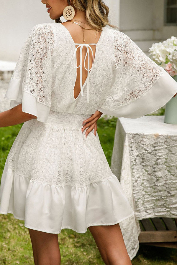 Lace Panel Dolman Sleeve Dress