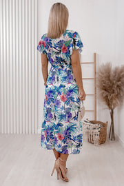 Point of Pretty Floral Ruffle Sleeve Midi Dress