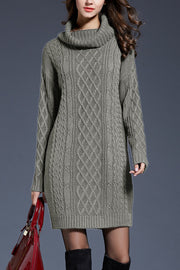 long turtleneck knitted dress