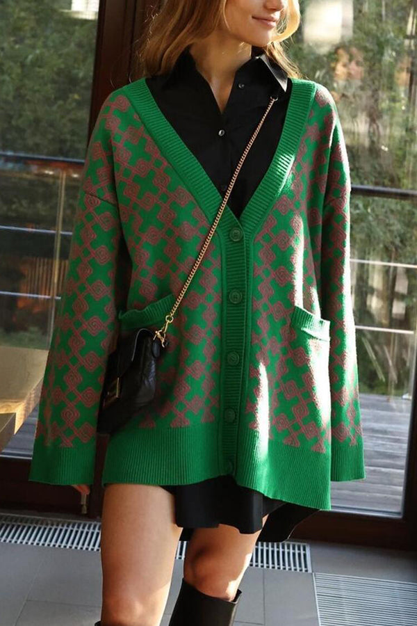 jacquard mid length cardigan sweater cardigan