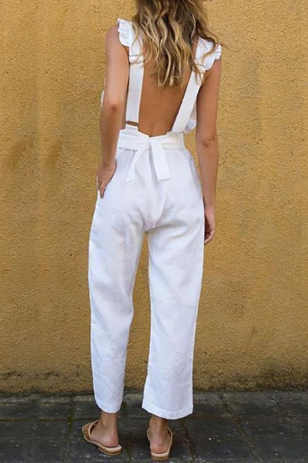 Marlee Bow Ruffled Backless Jumpsuit