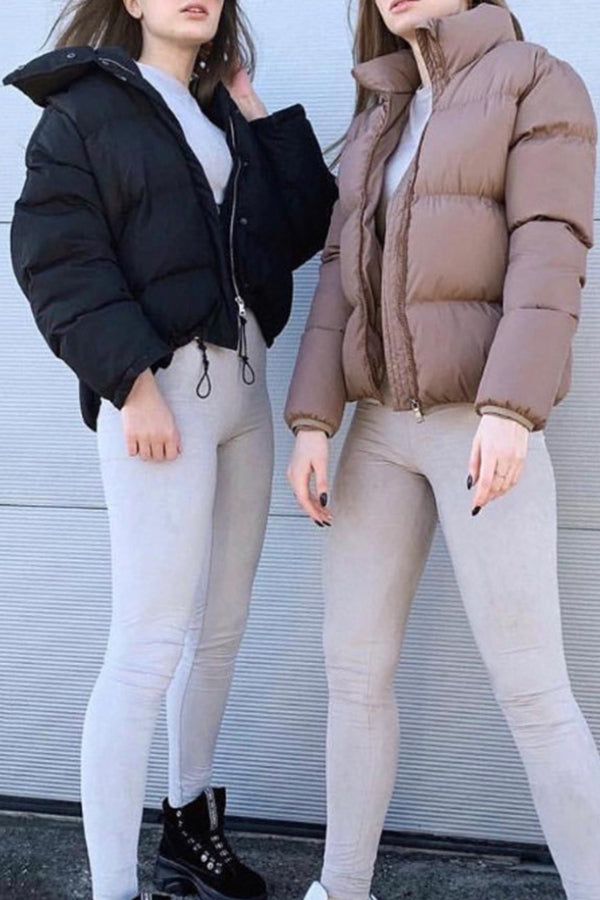 solid color short down jacket