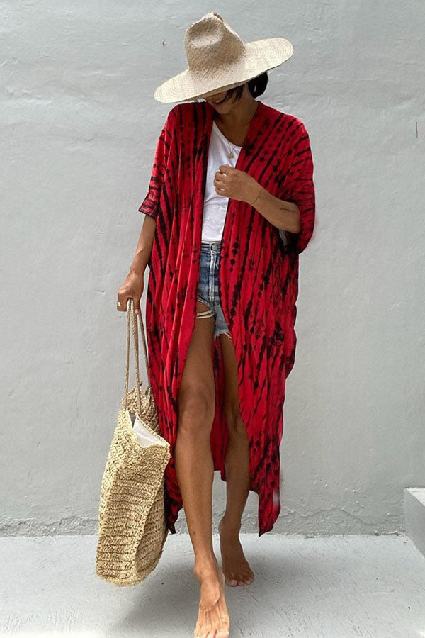 Chemisier long tie-dye pour la plage et les vacances