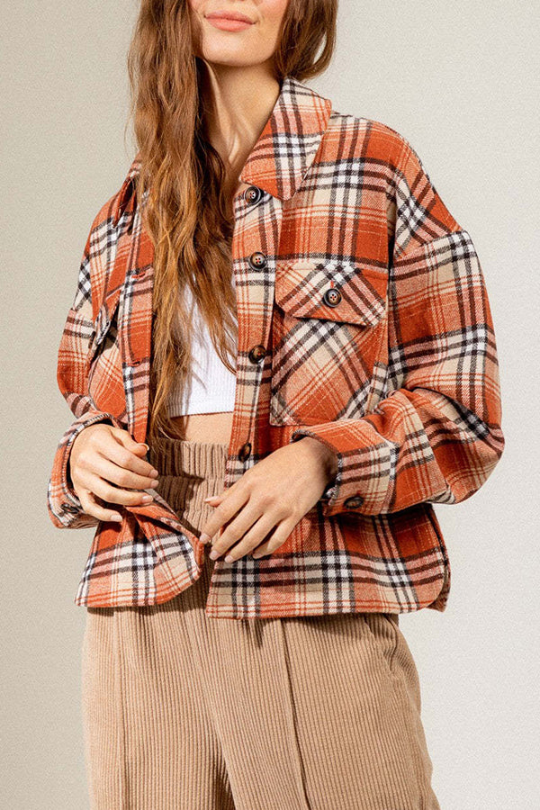 women's fashion short plaid coat