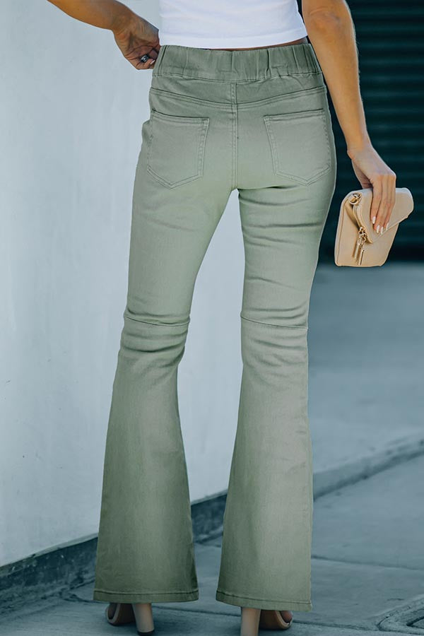 Pocketed Elastic Waistband Corduroy Pants