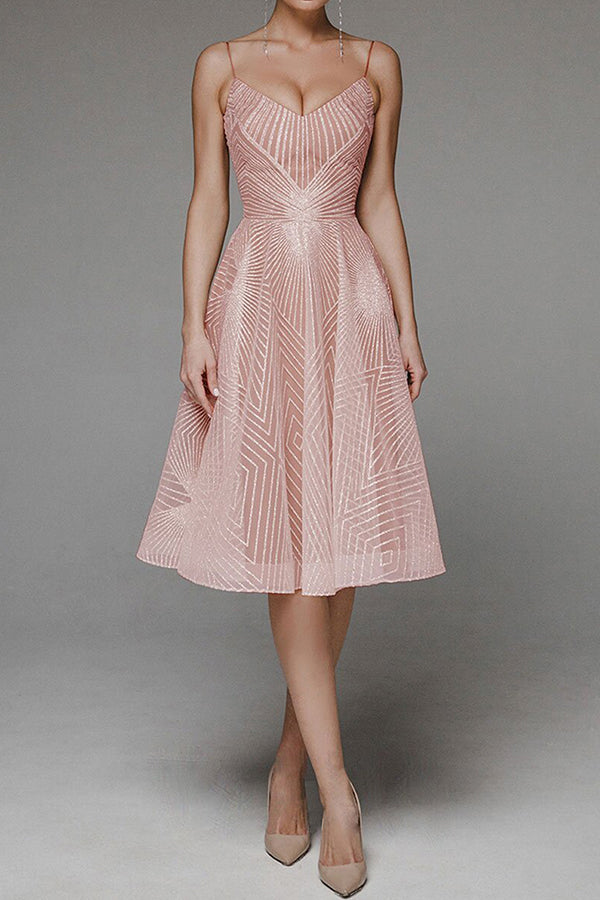 Robe trapèze élégante à bretelles et col en V