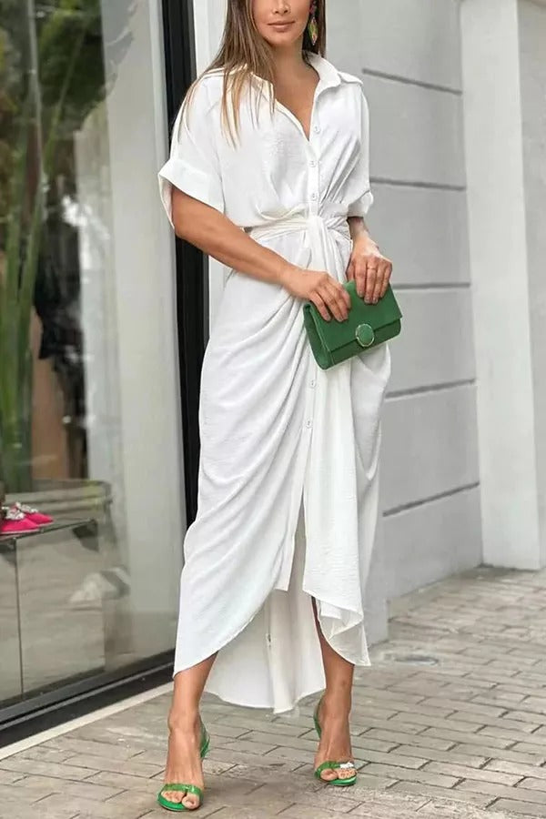 Daring Heart – Midi-Hemdkleid mit Bindeband vorne 