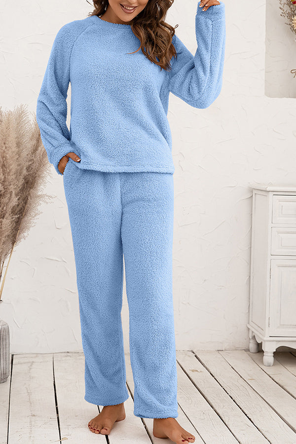 Two-piece double-sided plush set for home clothes