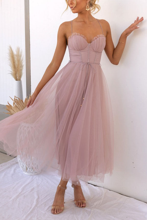 Robe longue de soirée à bretelles en mousseline de soie de princesse moderne