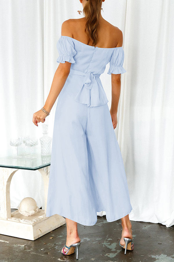 Pour Another One Satin Off Shoulder Jumpsuit