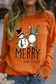 Christmas gift snowman print sweatshirt