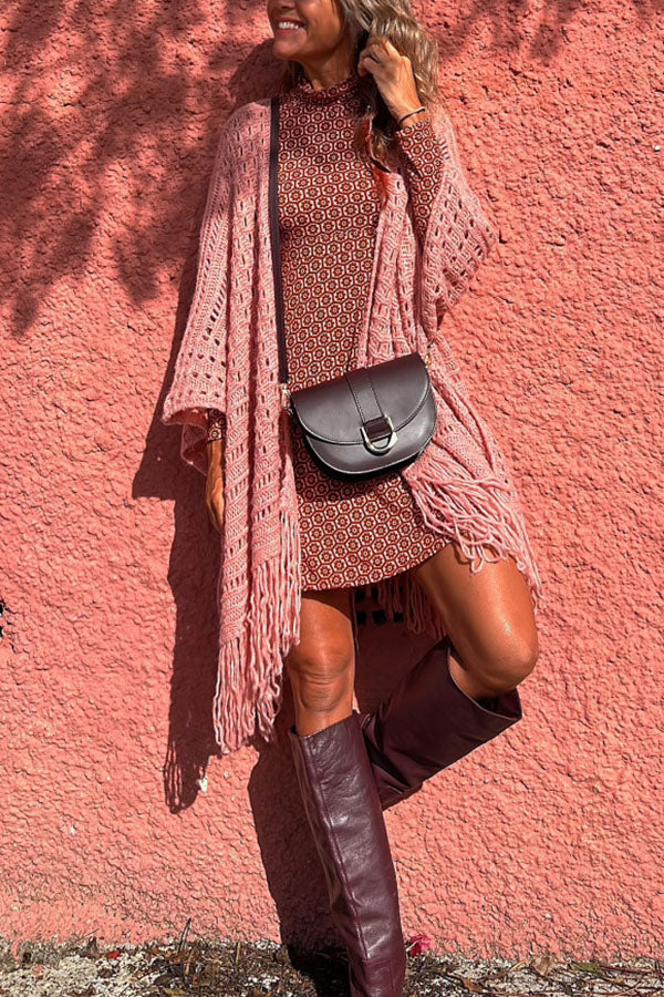 Knit Fringe Open Front Cardigan