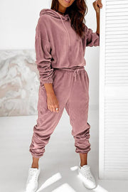 Daily Casual Velvet Hoodie Jogger Tracksuit