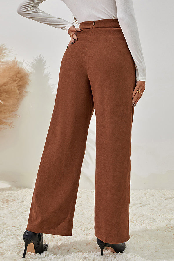 Fashion women's high waist straight drape wide leg pants