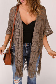 All-match Casual Knitted Hollow Fringed Cardigan