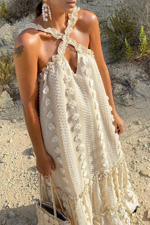 Robe gâteau fleurie tridimensionnelle