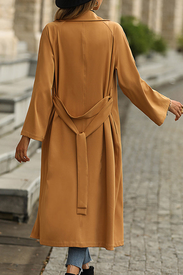 Long lapel casual solid trench coat