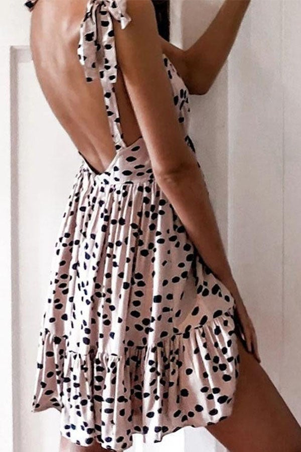 Lässiges Minikleid in A-Linie mit Frenulum-Spaghettiträgern