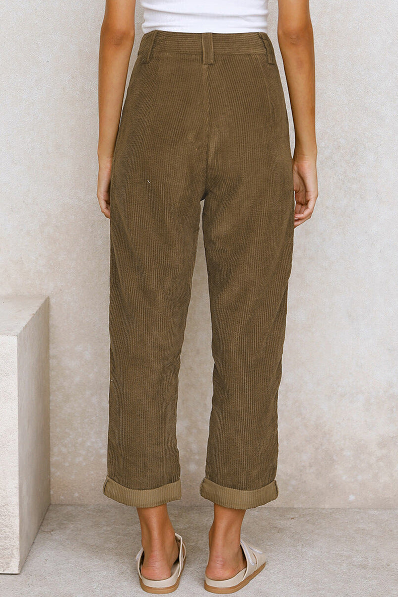 women's corduroy loose straight trousers