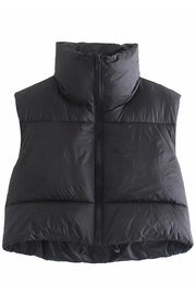 padded vest zipper stand collar vest