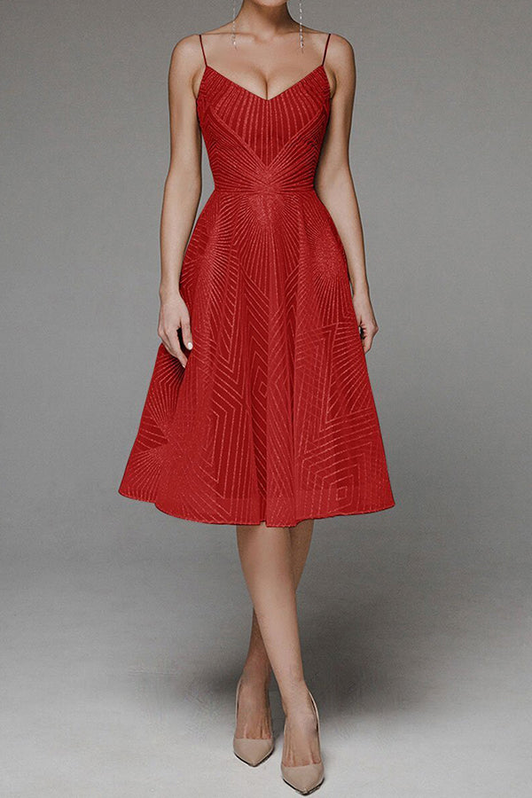 Robe trapèze élégante à bretelles et col en V