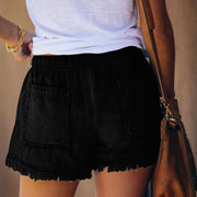 Women's Elastic Drawstring Casual High Waist Thin Denim Shorts