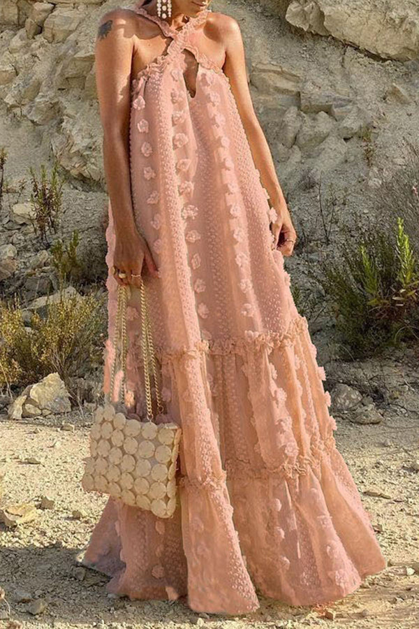 Robe gâteau fleurie tridimensionnelle