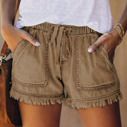 Women's Elastic Drawstring Casual High Waist Thin Denim Shorts