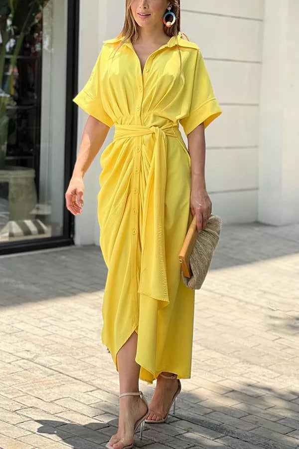 Daring Heart – Midi-Hemdkleid mit Bindeband vorne 