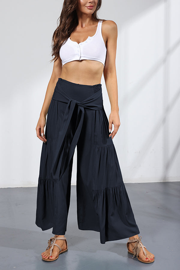 Bandage Casual Women's Wide Leg Pants