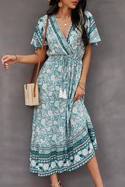 Spring/Summer V-Neck Tie Boho Dress