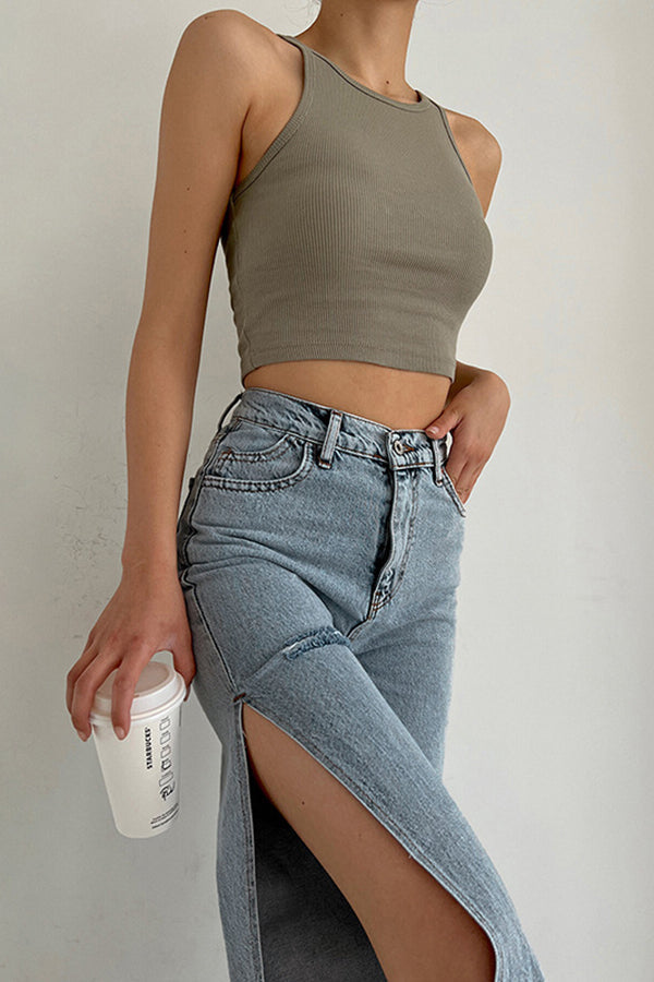 Casual Slit Ripped Jeans