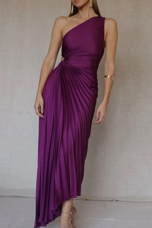 Pleated Skirt Sleeveless Irregular Evening Gown