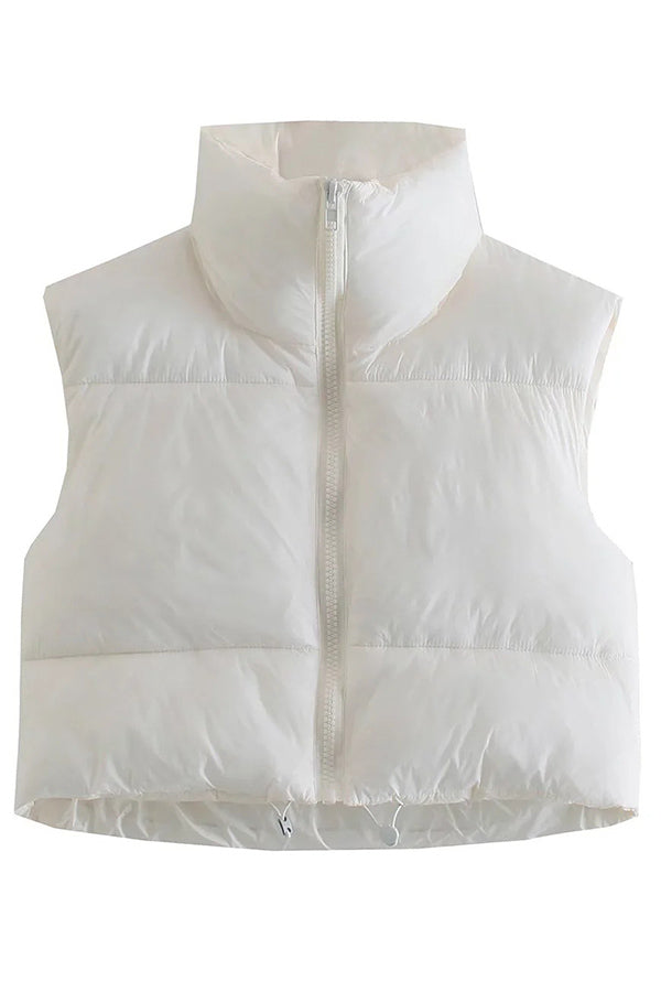 padded vest zipper stand collar vest