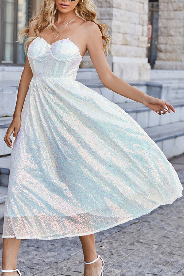 Robe trapèze sexy à haut tube pailleté