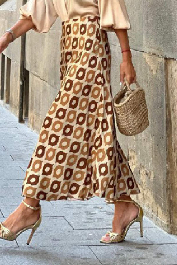 Polka dot print maxi skirt