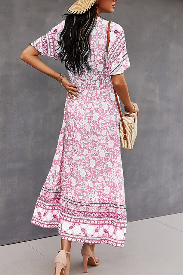 Spring/Summer V-Neck Tie Boho Dress