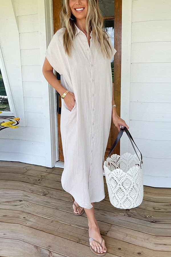 Robe chemise mi-longue boutonnée
