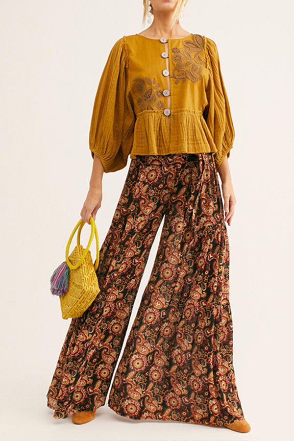 High Waist Flared Trousers Loose Slacks