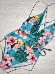 Strap Yellow Flower One-piece Swimsuit