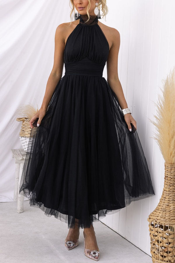Robe longue dos nu en tulle froncé Fairy Vibes