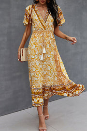 Spring/Summer V-Neck Tie Boho Dress