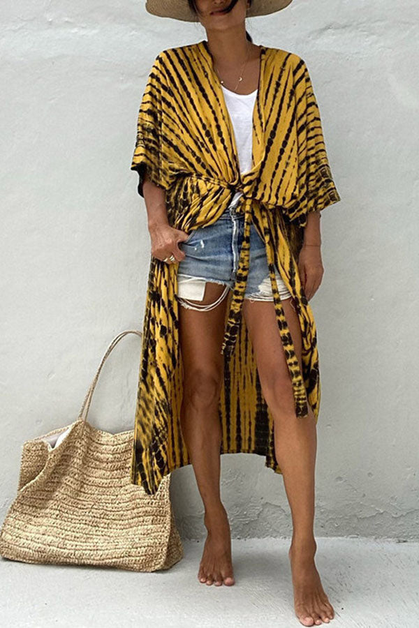 Chemisier long tie-dye pour la plage et les vacances