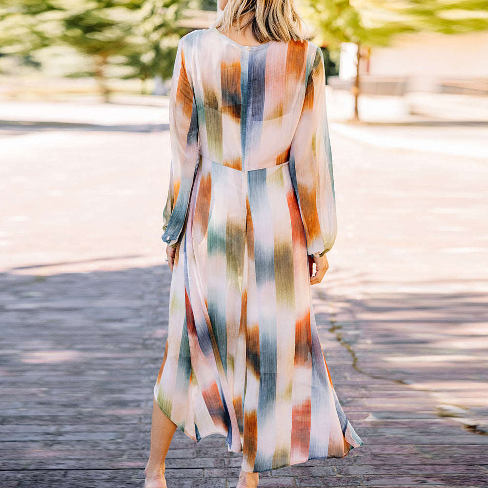 Take Me Away Multi Colored Abstract Midi Dress