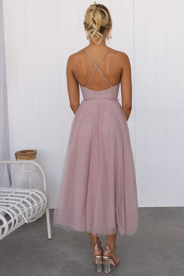 Robe longue de soirée à bretelles en mousseline de soie de princesse moderne