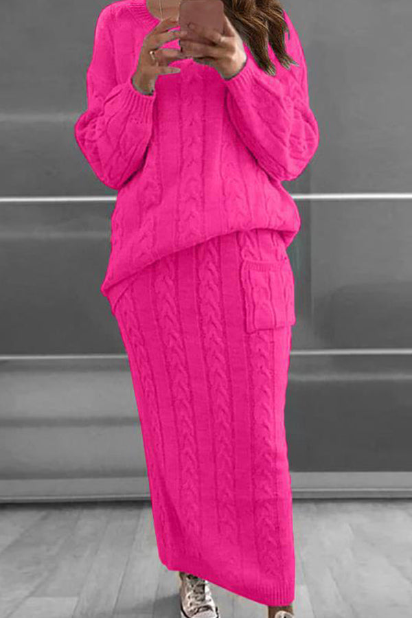 Fashion Twist Pullover Strickrock Set 