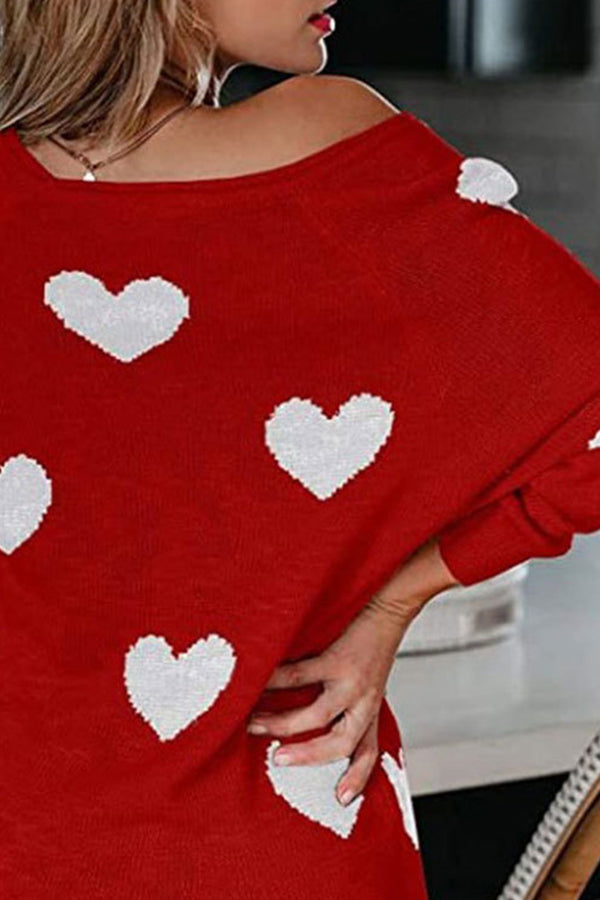 Women's Heart V-Neck Knit Sweater
