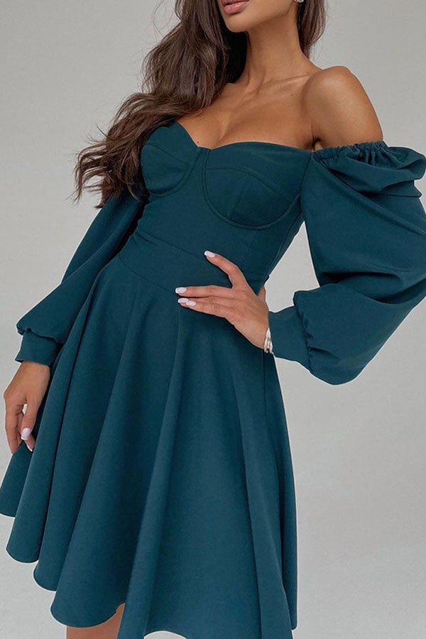Mode Damen Sexy Wickelkleid mit hoher Taille und einer Schulter