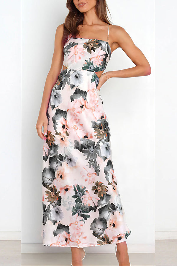 Elegant Printed Satin Dress