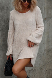 WINTER DATE NIGHT CHENILLE BALLOON SLEEVE MINI DRESS